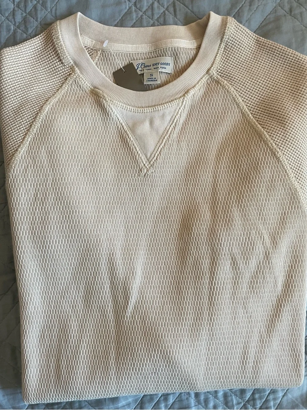 J. Crew Cream Waffle-Knit Crew Sweatshirt